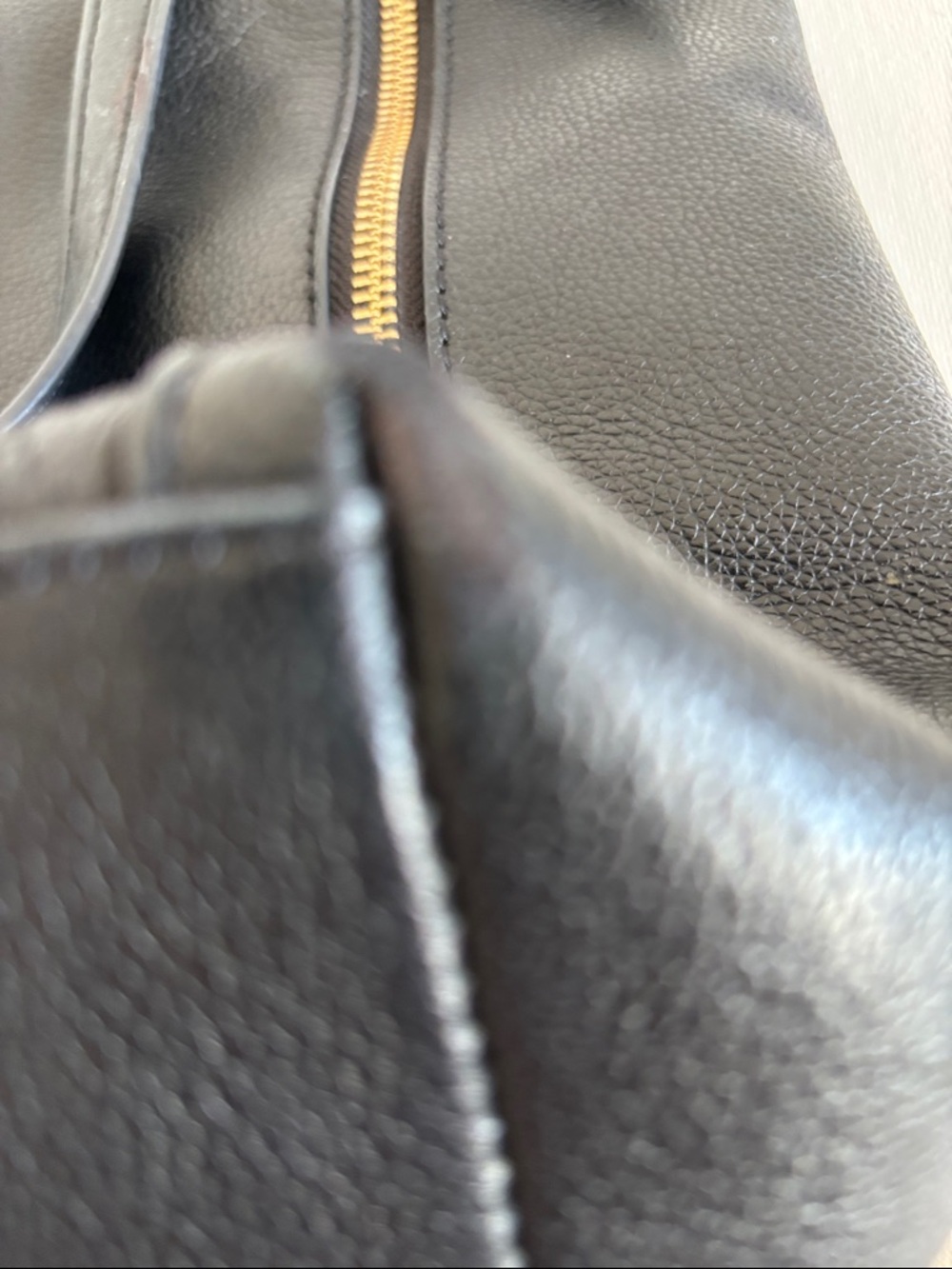Fossil Black Leather Tote with Gold Accents - Picture 11 of 16